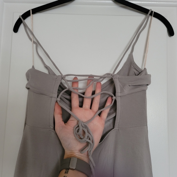 Wilfred Dreamweaver midi slit tie open back dress ashen gray S - Picture 7 of 8